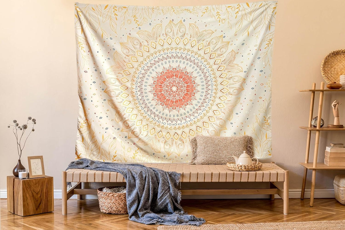 Damanse Floral Tapestry Wall Hanging Cute,Boho Wall Tapestry for Bedroom Aesthetic,Mandala Living