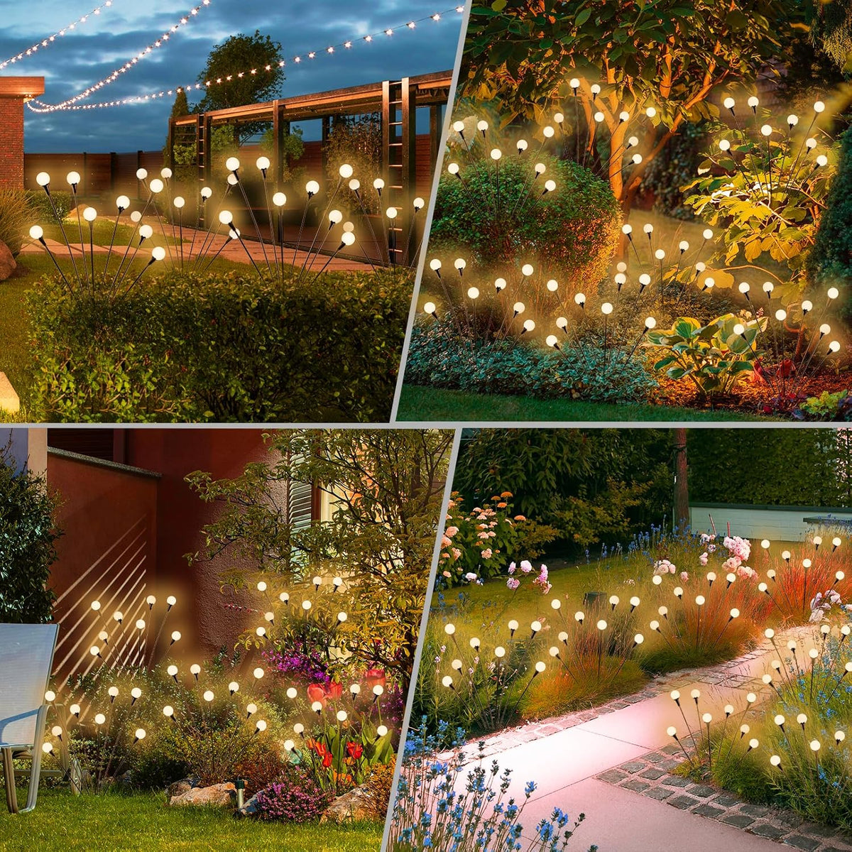 Solar Lights Outdoor Waterproof 4 Pack of 32 LEDs Garden Patio Firefly Decoration Unique Gifts