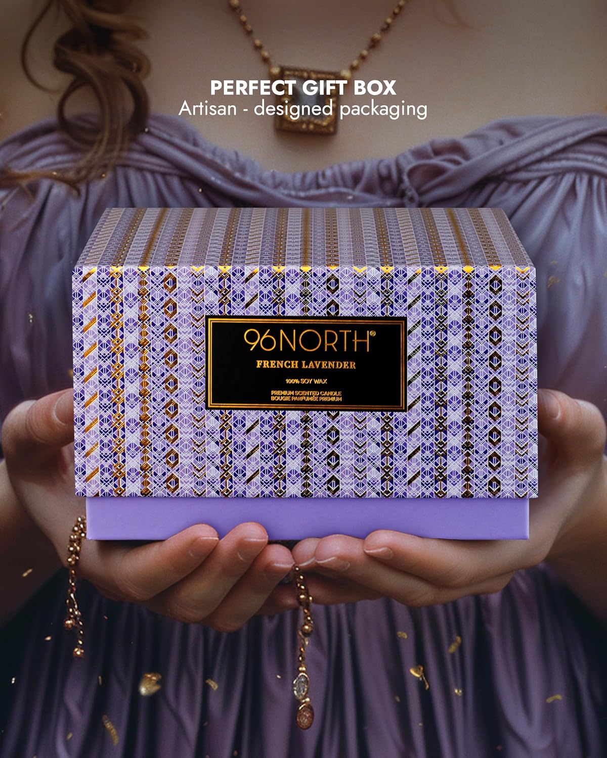 96NORTH Luxury Lavender Soy Candle | Large 3 Wick Jar Candle | Up to 50 Hours Burning Time | 100%