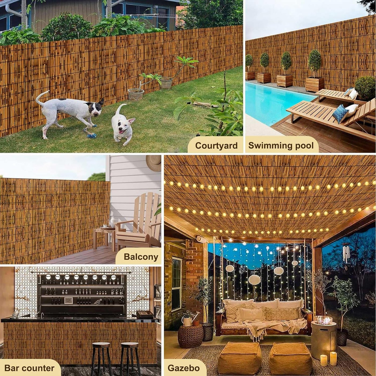 Reed Fencing Rolls,Patio Privacy Screen 5 Feet High,Decorative Bamboo Fence Rolls for Patio Balcony