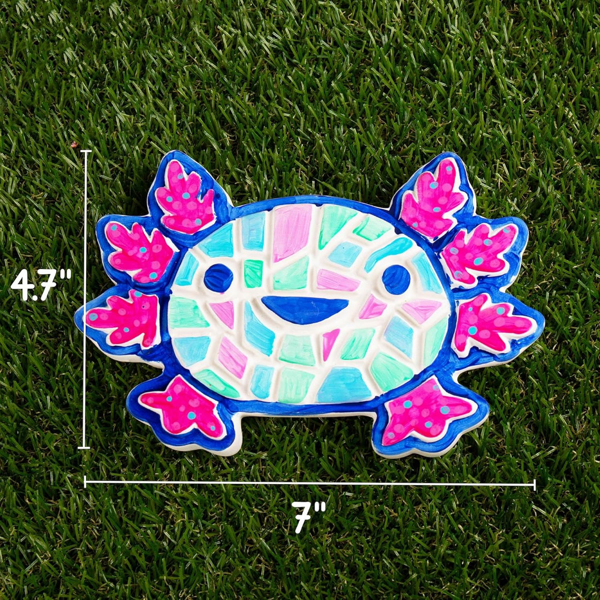 Creative Roots Axolotl Stepping Stone Kit, 7-Inch Paintable Ceramic Stepping Stone, Includes 6