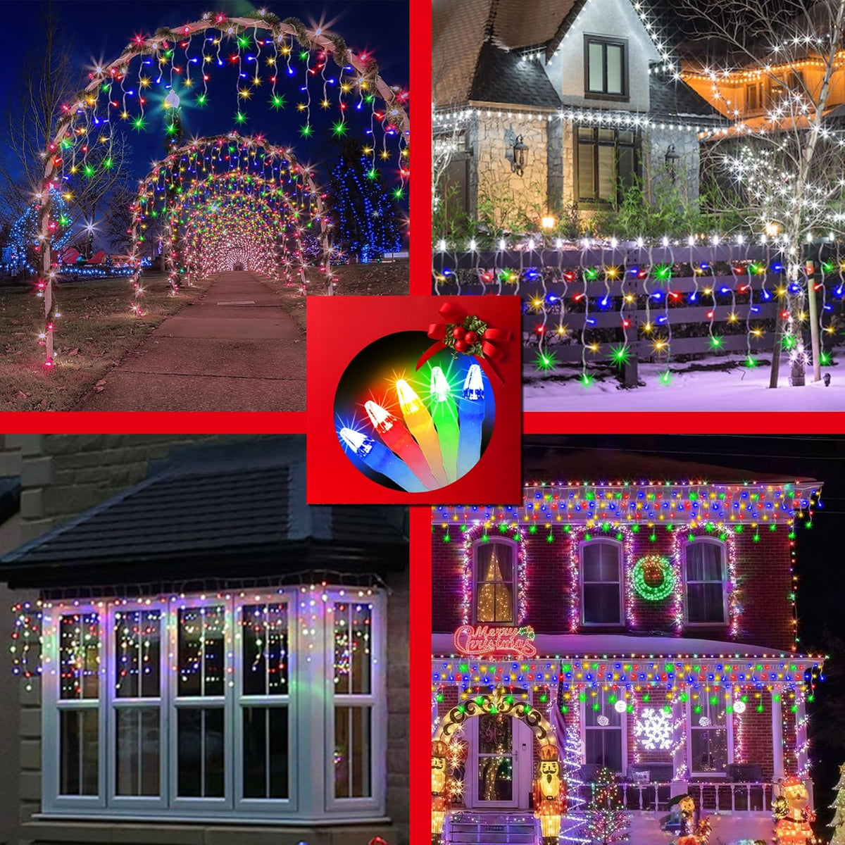 1332 LED 132FT Christmas Lights with 296 Drops, 12 Modes Dimmable Multicolor Outdoor Hanging Lights