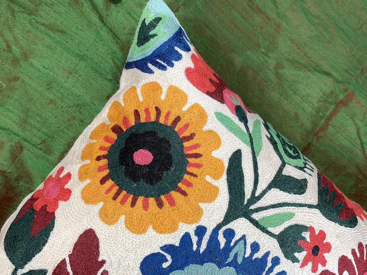 Lumbar Cream Floral Pillow Cover Polish Flower Accent Chair Pillowcase Couch Modern Farmhouse Couch