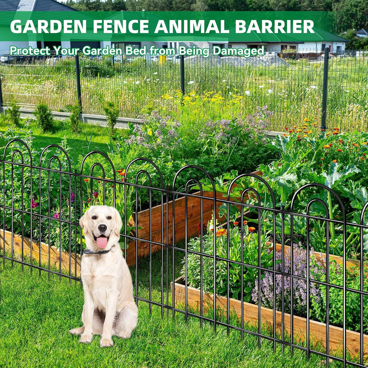 25 Panels Decorative Garden Fence, 32 in(H) X 50 ft(L) No Dig Dog Fence Outdoor for Yard, Rustproof