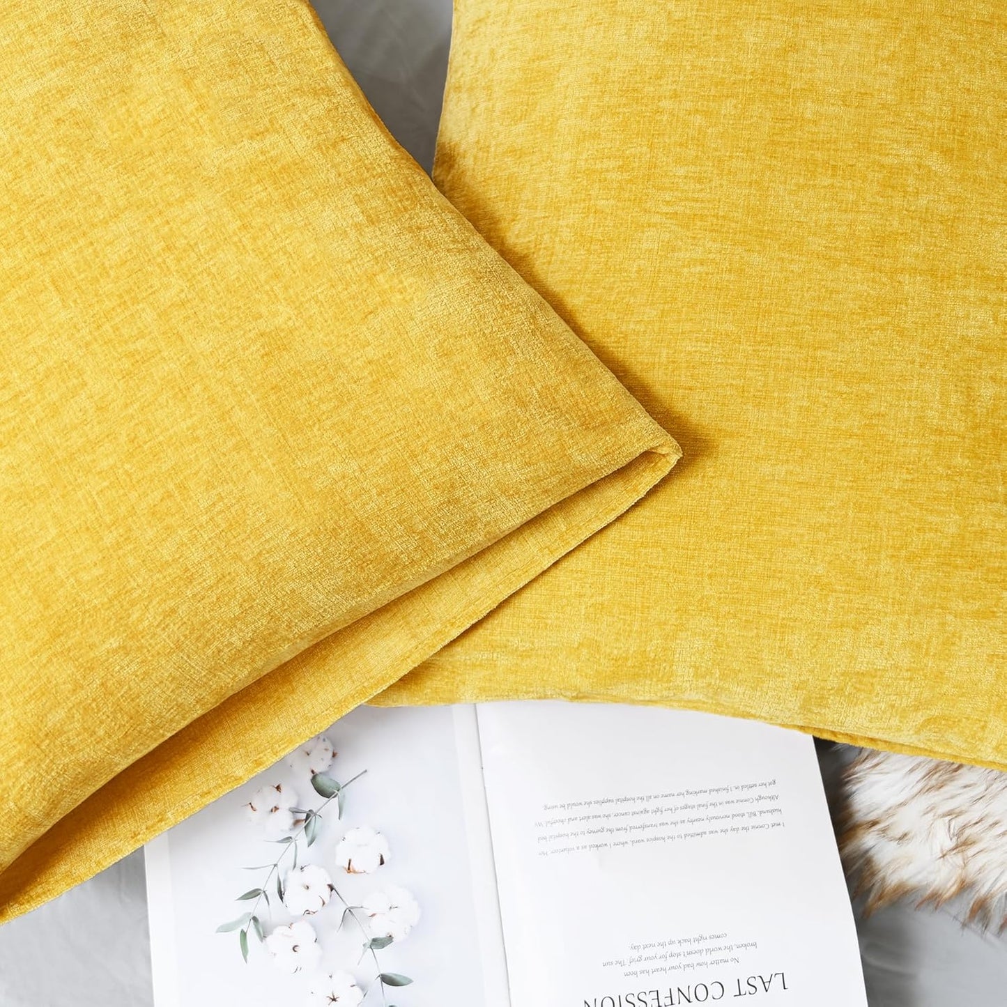 CaliTime Throw Pillow Covers Decorative 20 X 26 Inches Pack of 2 Cozy Chenille Standard Pillow