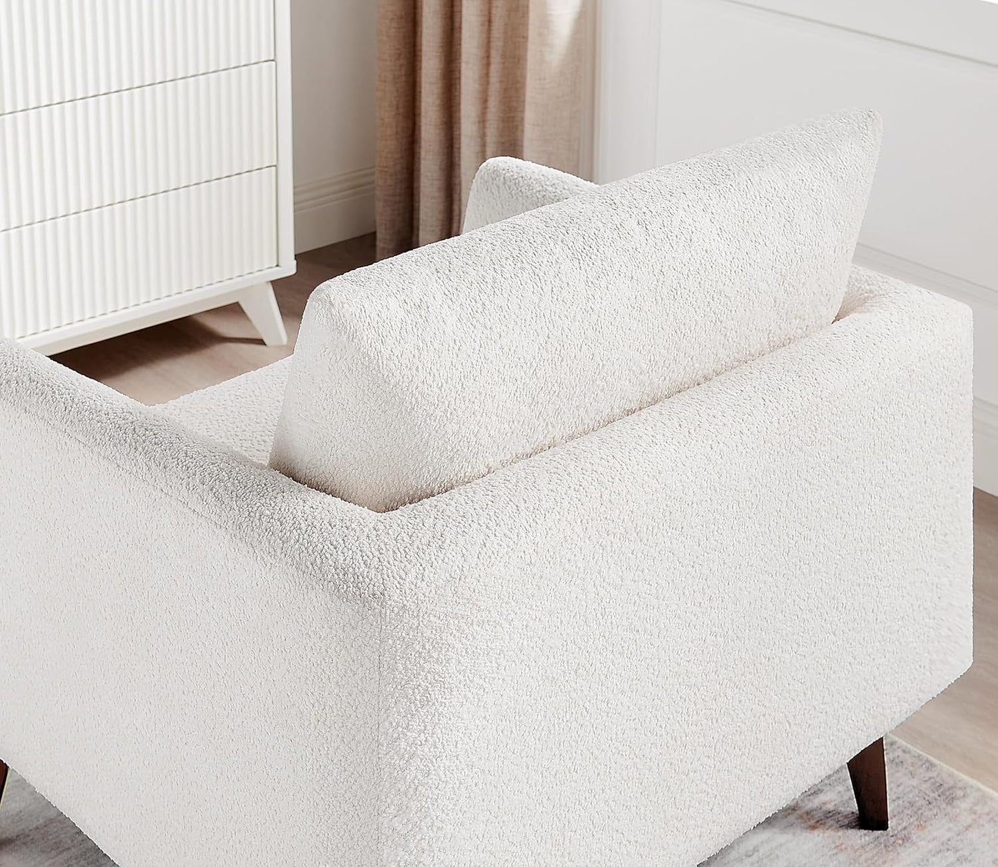 Oversized Accent Chair Modern Boucle Armchair for Living Room- 37" Wide Accent Chair with Solid