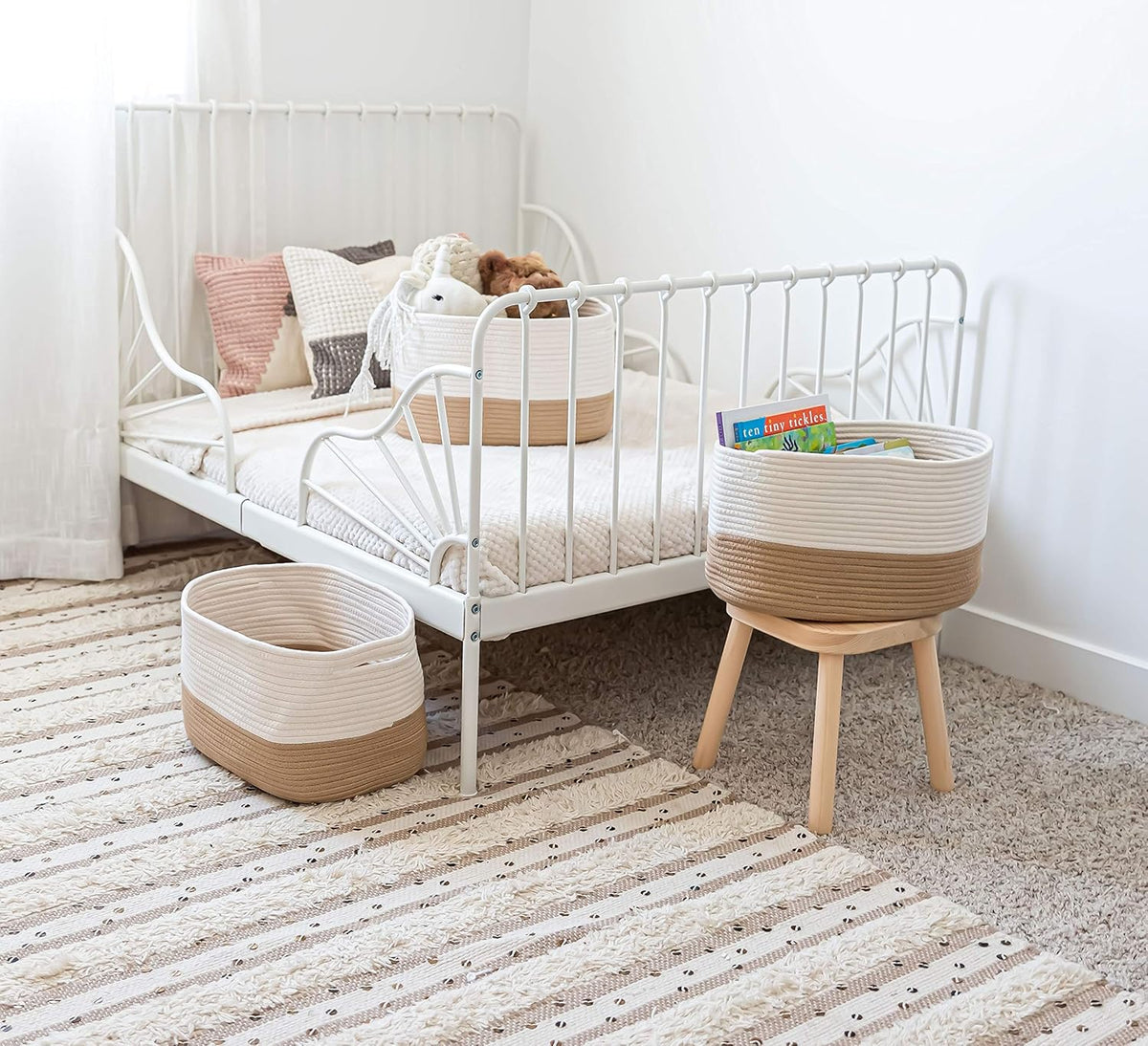 OrganiHaus Woven Storage Baskets for Organizing, Cotton Rope Organizer Bins for Shelves, Closet &