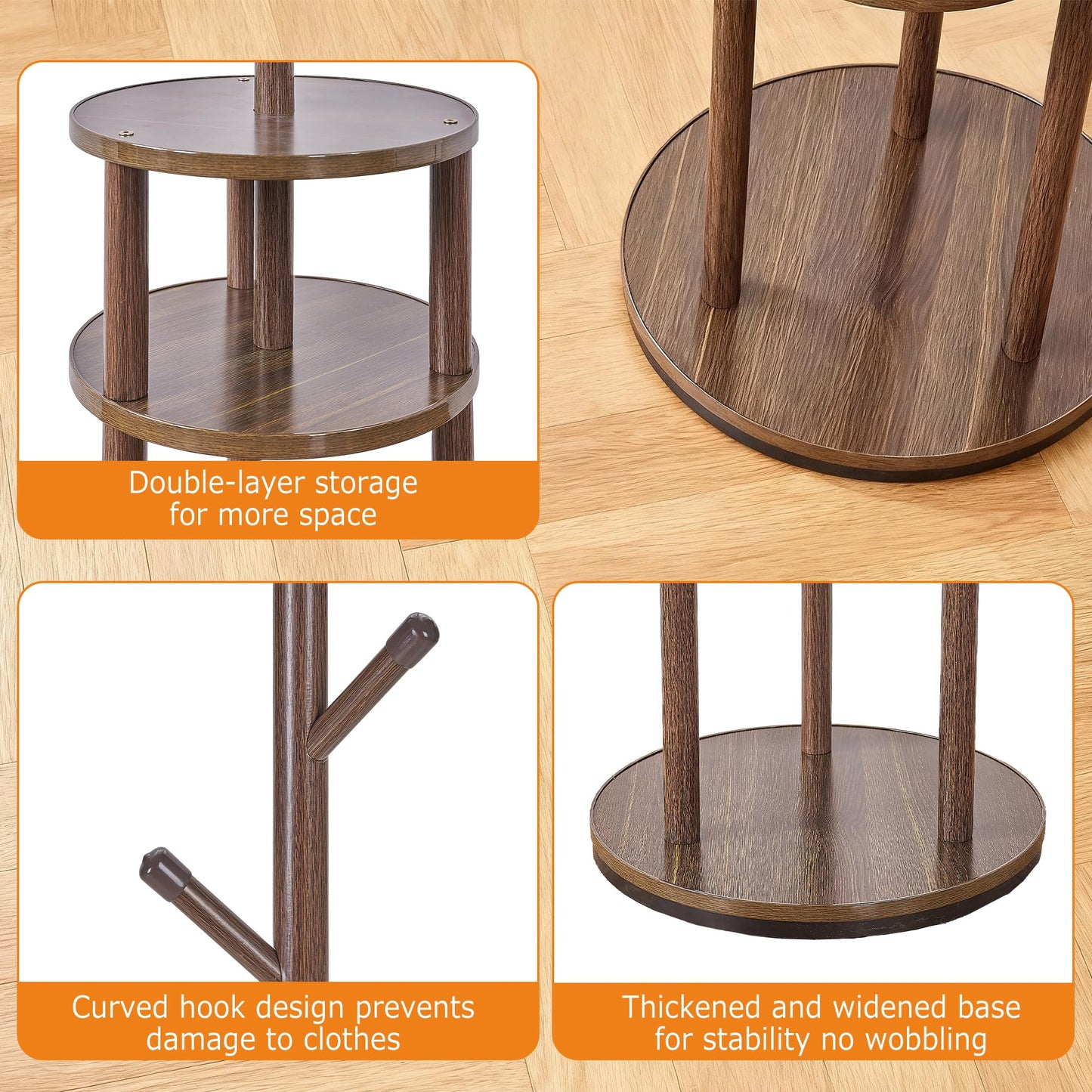 VECELO Coat Rack Freestanding, Entryway Hanger Stand, Umbrella Holder, Hall Tree With Hooks, Floor