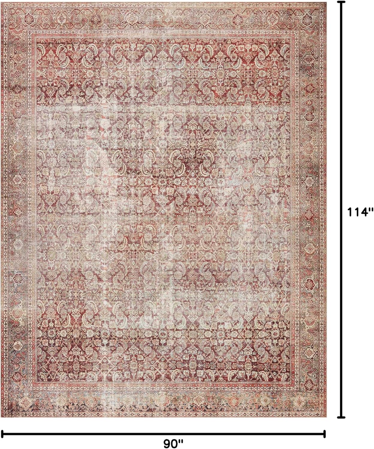 Loloi Layla Collection LAY-11 Cinnamon/Sage 7'-6" x 9'-6" .13" Thick Area Rug, Soft, Durable