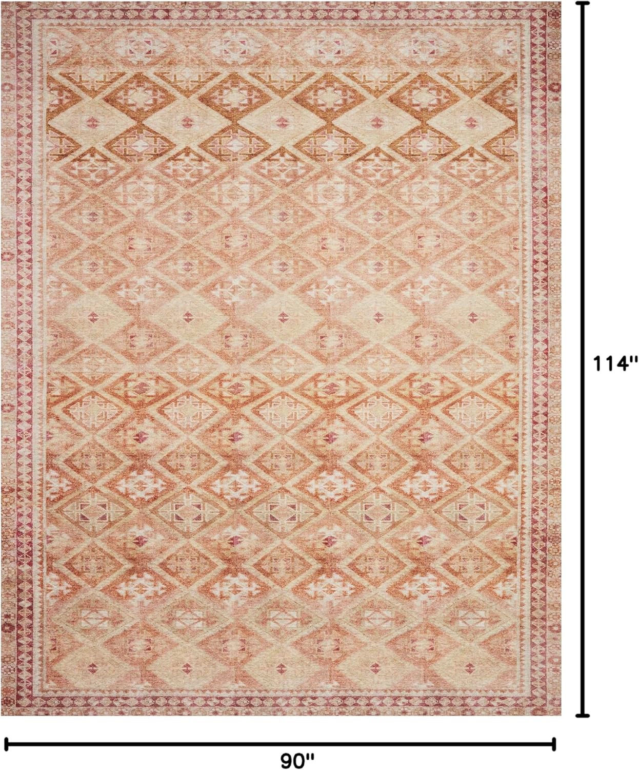 Loloi Layla Collection LAY-16 Natural/Spice 7'-6" x 9'-6" .13" Thick Area Rug, Soft, Durable