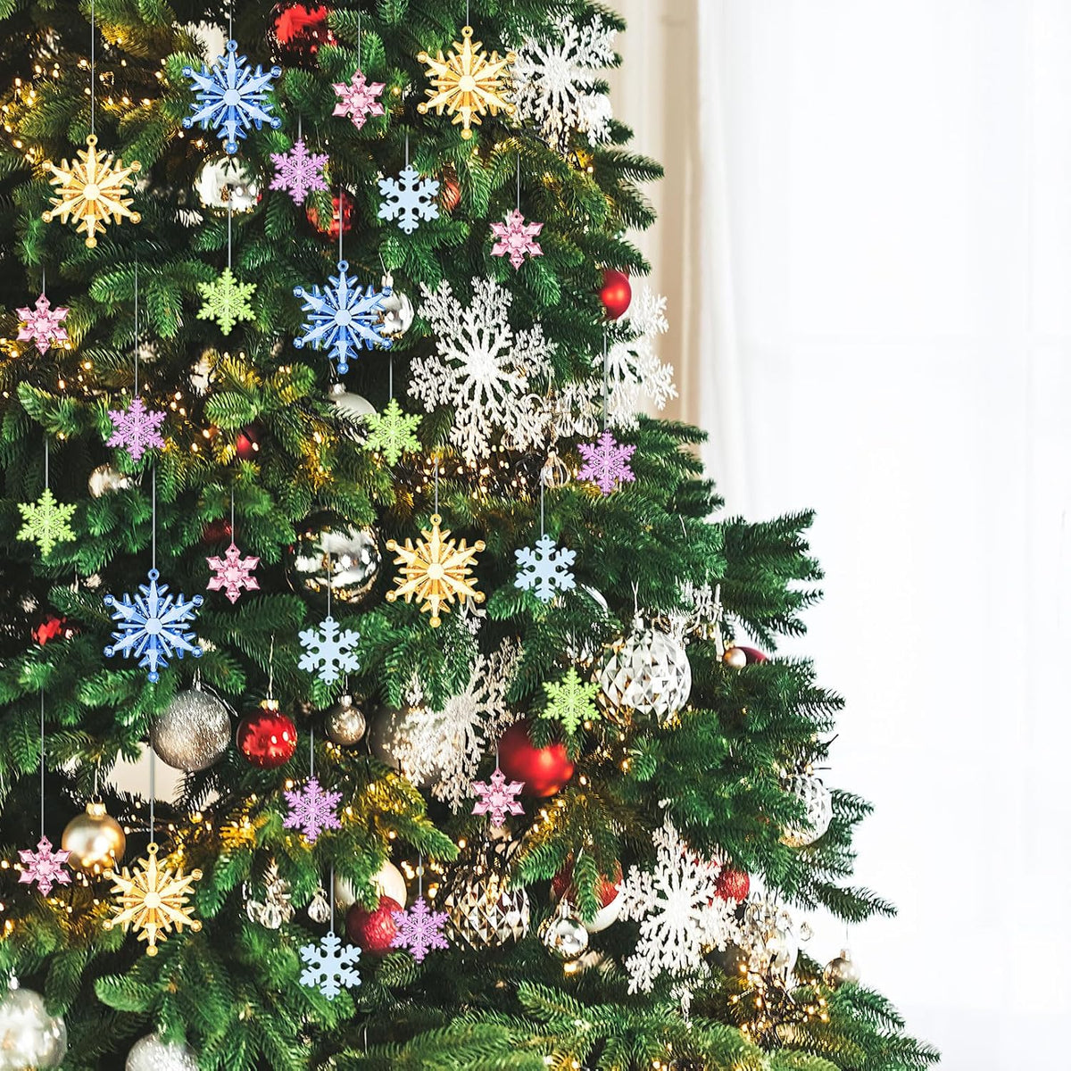 Dilunave 40 Pieces Christmas Snowflake Ornaments Acrylic Christmas Tree Decorations Crystal