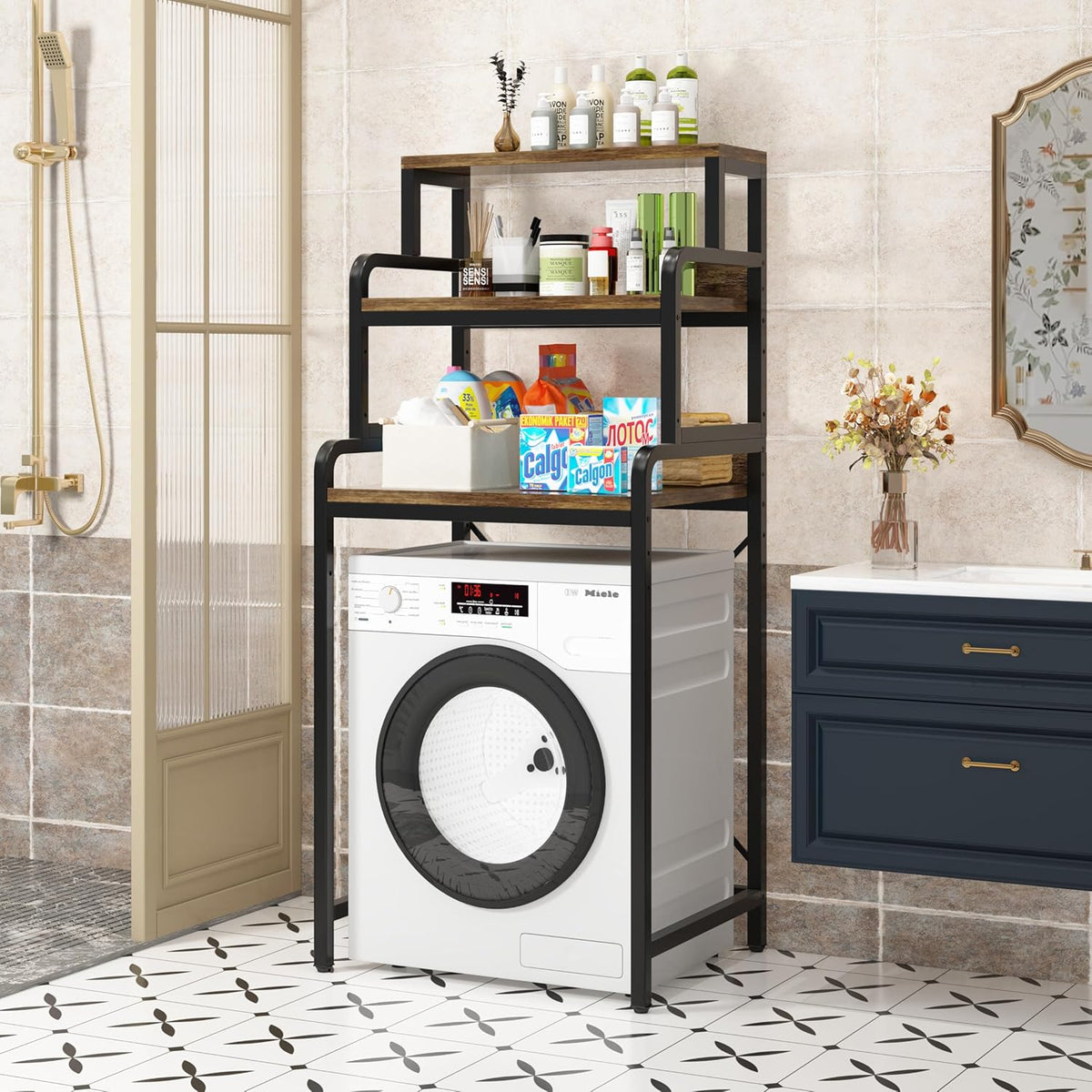 3-Tier Bathroom Room Shelf Washing Machine Storage Utility Rack Over The Toilet Washer Dryer