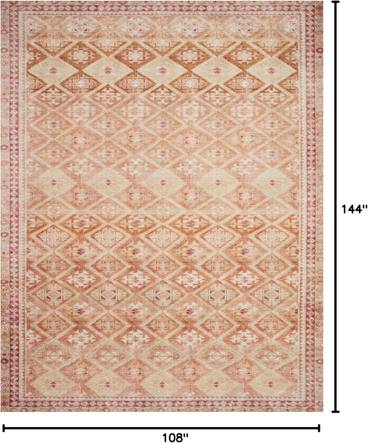 Loloi Layla Collection LAY-16 Natural/Spice 9'-0" x 12'-0" .13" Thick Area Rug, Soft, Durable
