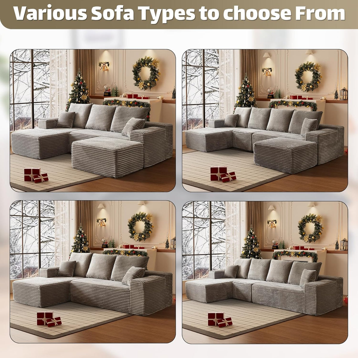HYJT-H&K Modular Sectional Sofa Cloud Couch, 107" Comfy L Shaped Sectional Couches for Living Room