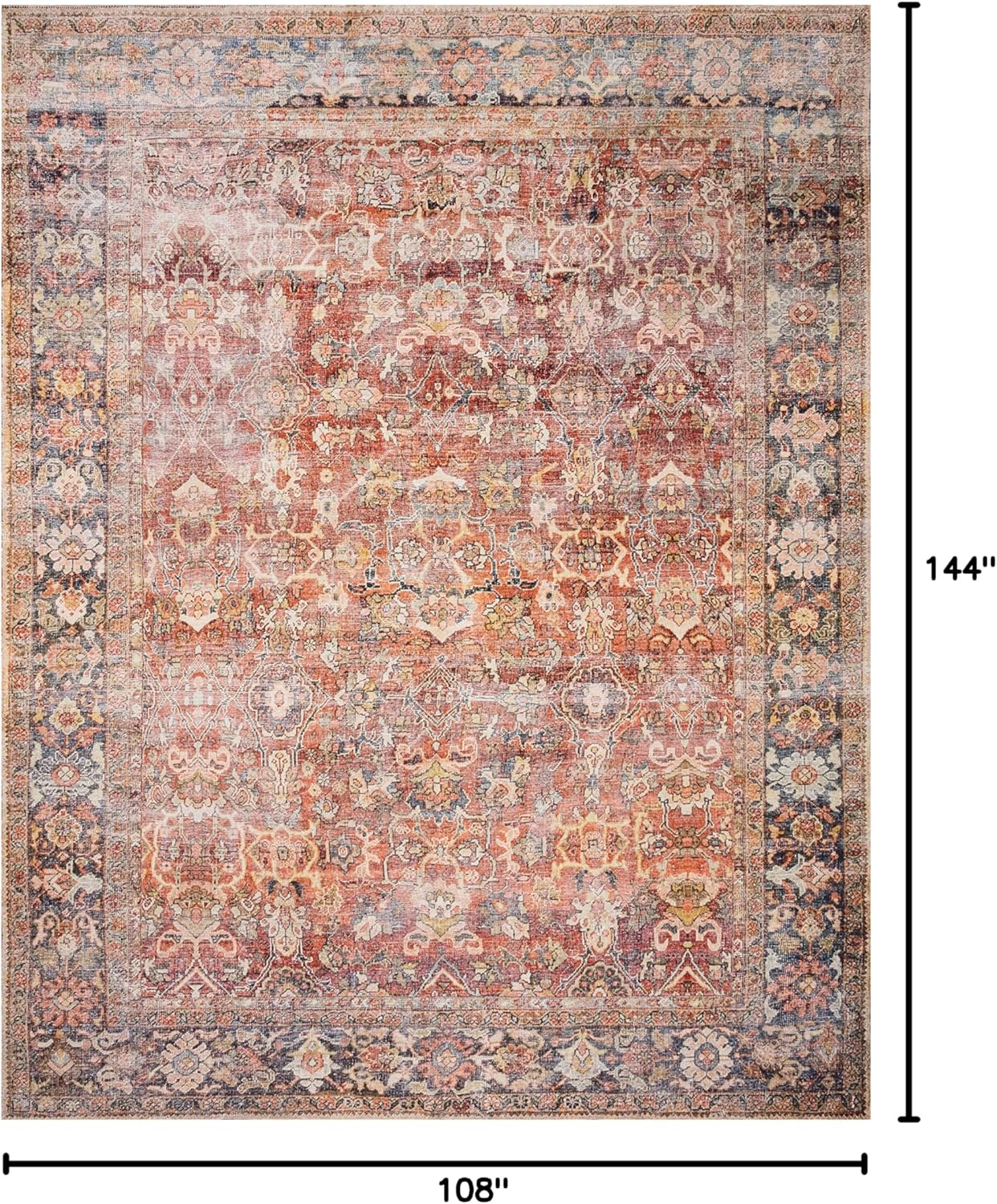 Loloi Layla Collection LAY-02 Spice/Marine 9'-0" x 12'-0" .13" Thick Area Rug, Soft, Durable