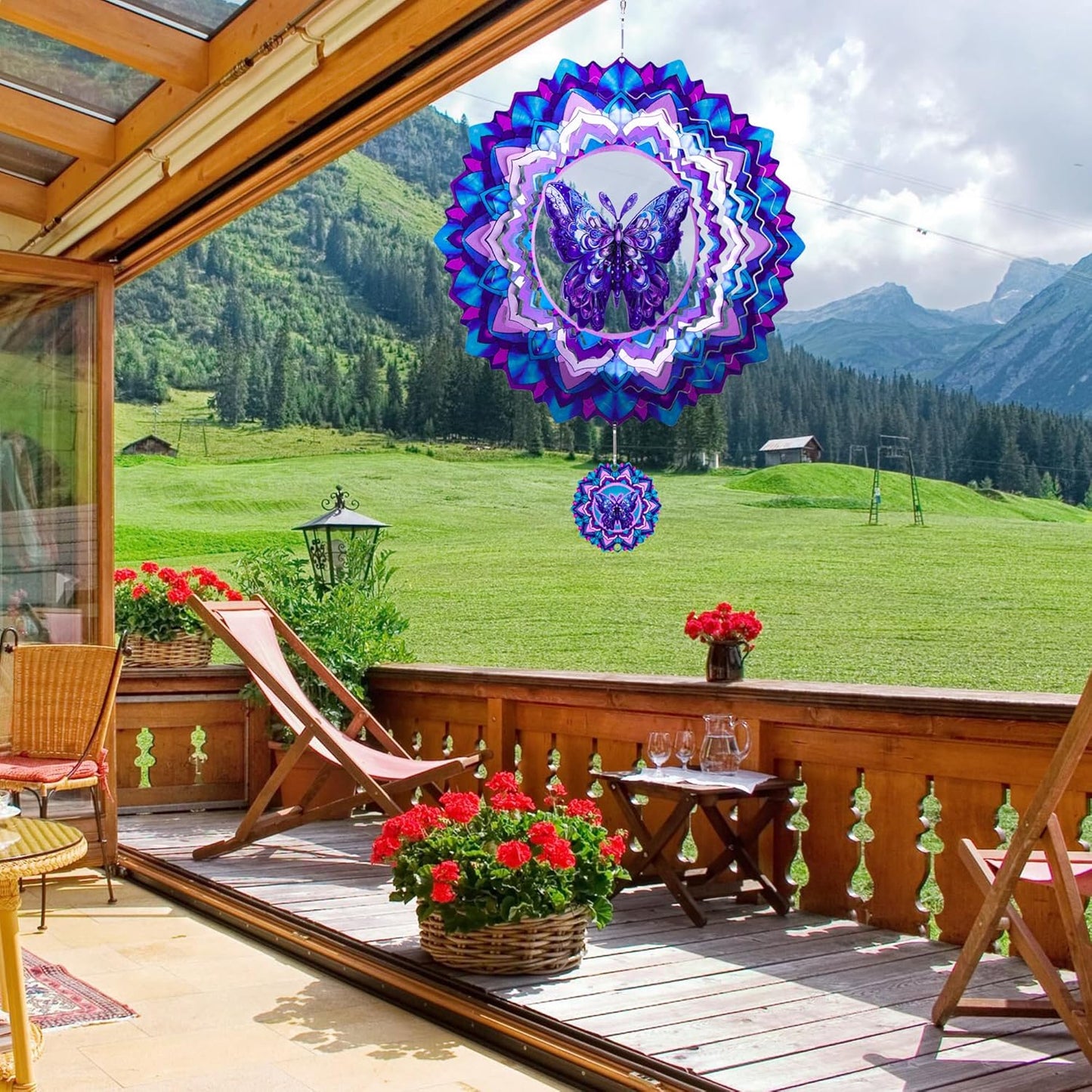 Butterfly Wind Spinner,Hanging Wind Spinners Outdoor for Garden Decoration,12 inch 3D Stainless