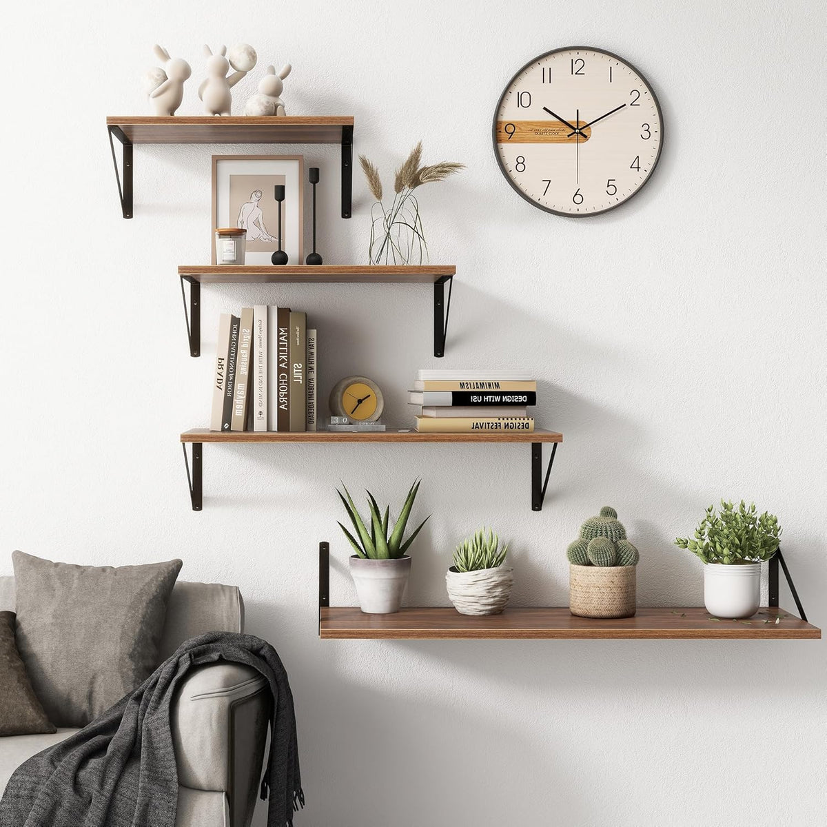 Fun Memories 27.5" W x10 D Floating Shelves, Large Wall Shelves 27.5 Inch Long, Set of 2, Farmhouse