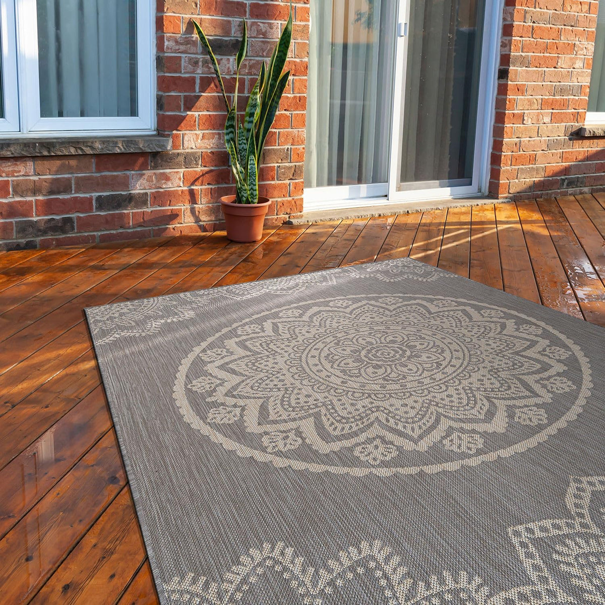CAMILSON Outdoor Rug 10x14 Modern Area Rugs for Large Indoor and Outdoor Patios and Porches