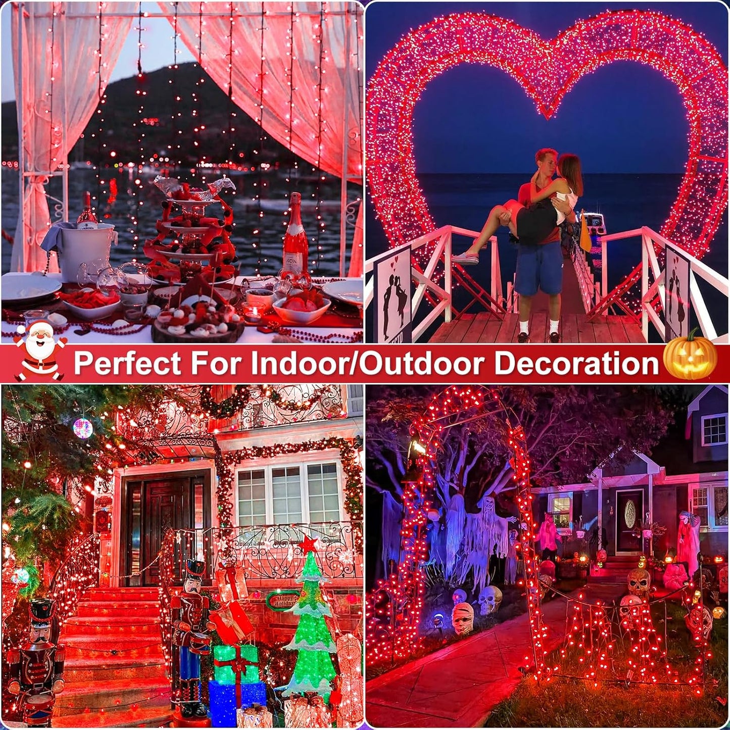 100FT 300 LED Christmas Lights Outdoor, Plug in Christmas Tree Lights with 8 Modes Waterproof, Plug