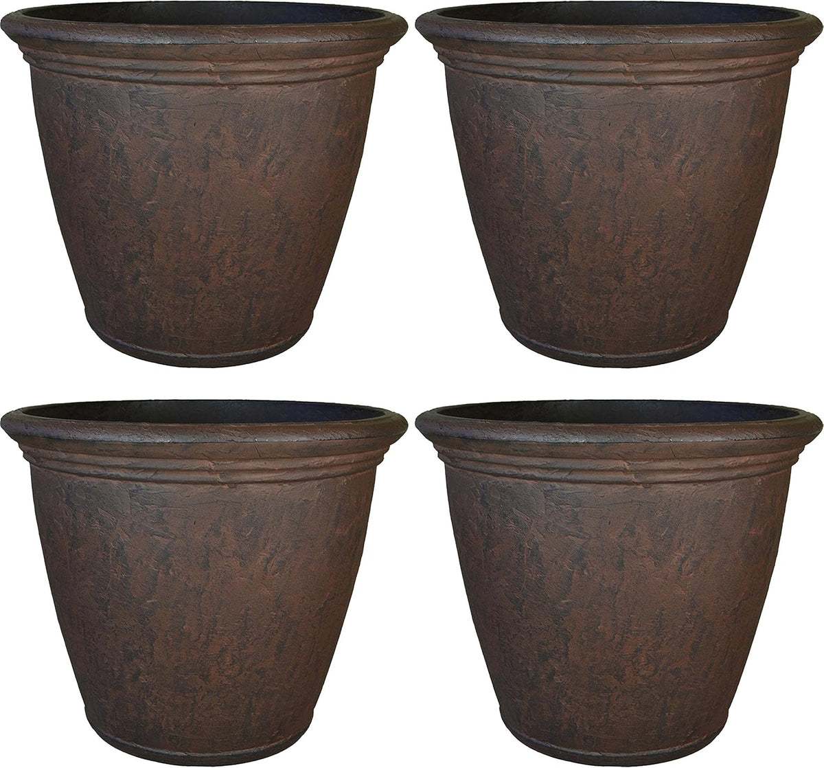 Sunnydaze 15.25-Inch Anjelica Large Plastic Pot for Plants - Outdoor Polyresin Round Planter with