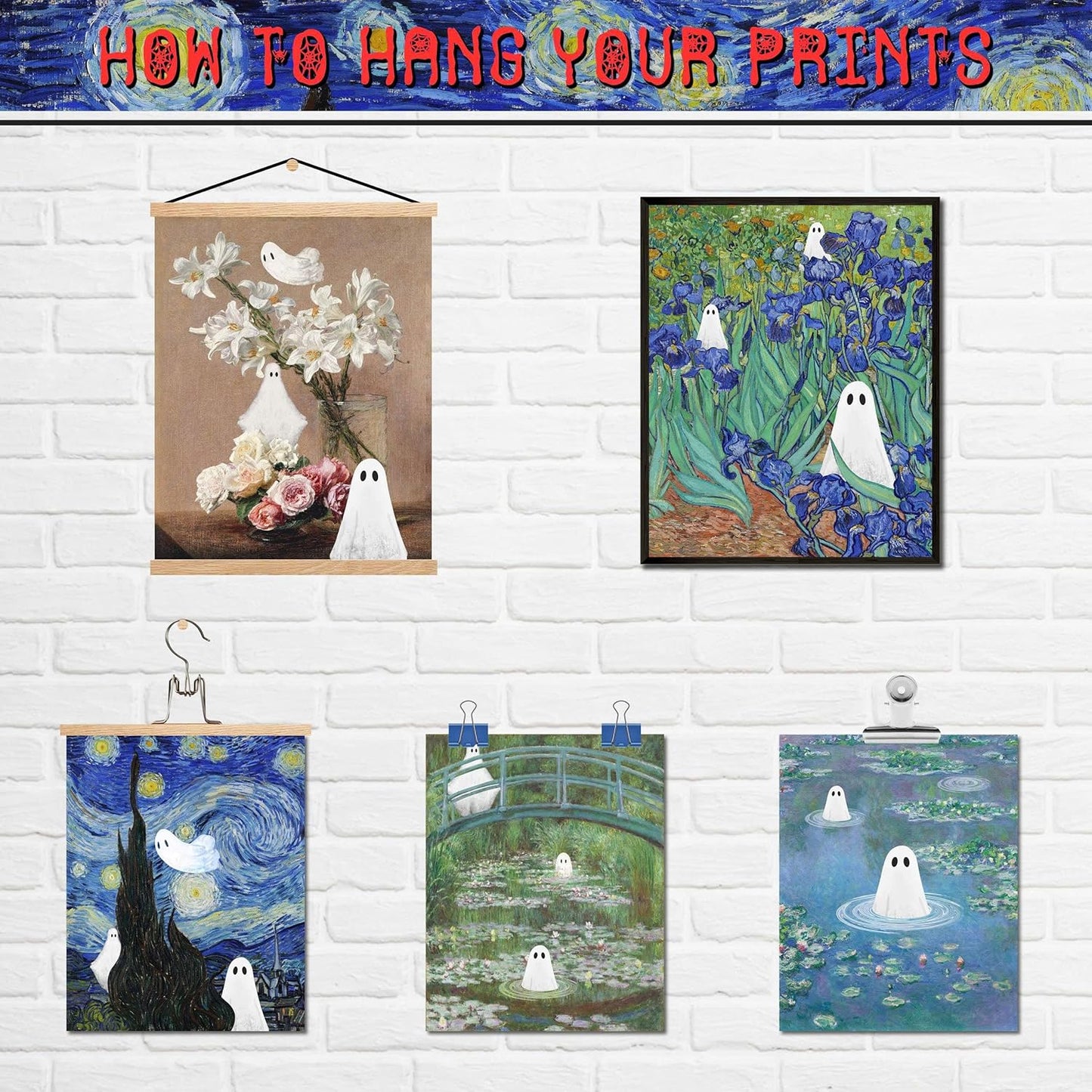 LANCHI95 Vintage Ghost Posters Halloween Wall Art Witch in The Forest Painting Prints Halloween