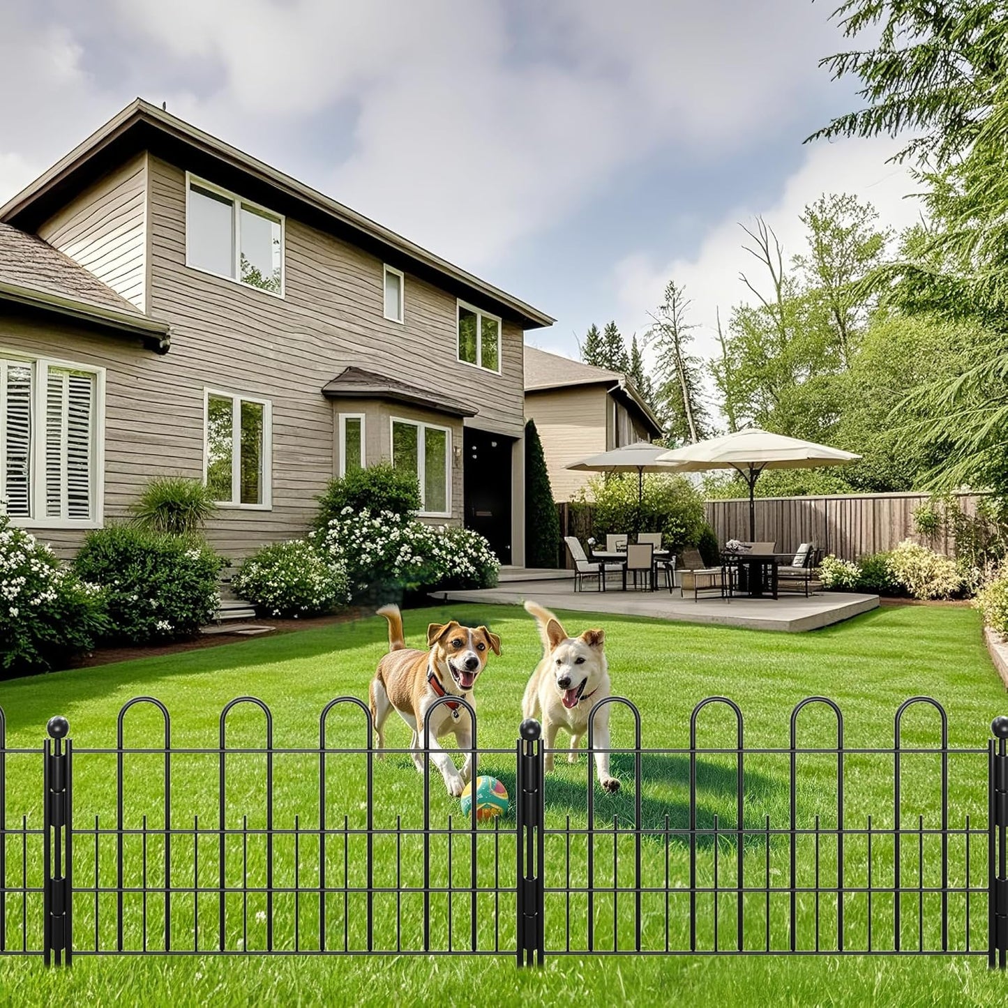 10 Panels Decorative Garden Fence with U-Shape, 11.81in (H) X 16.42ft (L) Dog Fence Outdoor for
