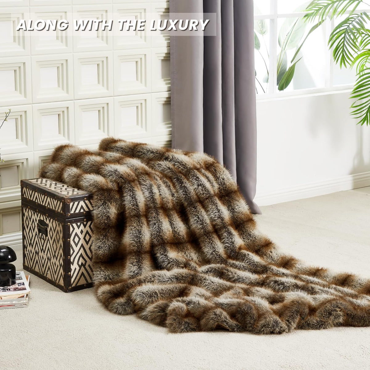 DREAMNINE Premium Luxury Fuzzy Animal Skin Faux Fur Throw Blanket 50" x 60", Double Sided Soft Long