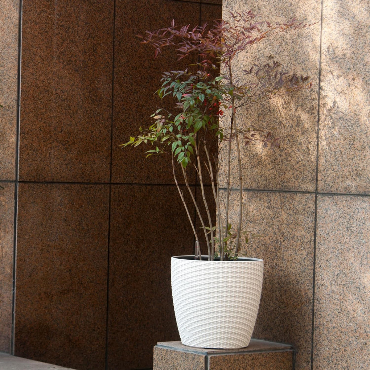 Dexceder 18x17 Inches Rattan Self Watering Planter Indoor Outdoor, Inner Pot Design, Thickened