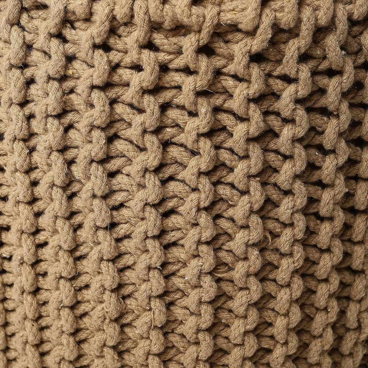 REDEARTH Pouf Ottoman - Cylindrical Knitted Poof - Cord Boho Pouffe - Cotton Round Foot Stool Puff