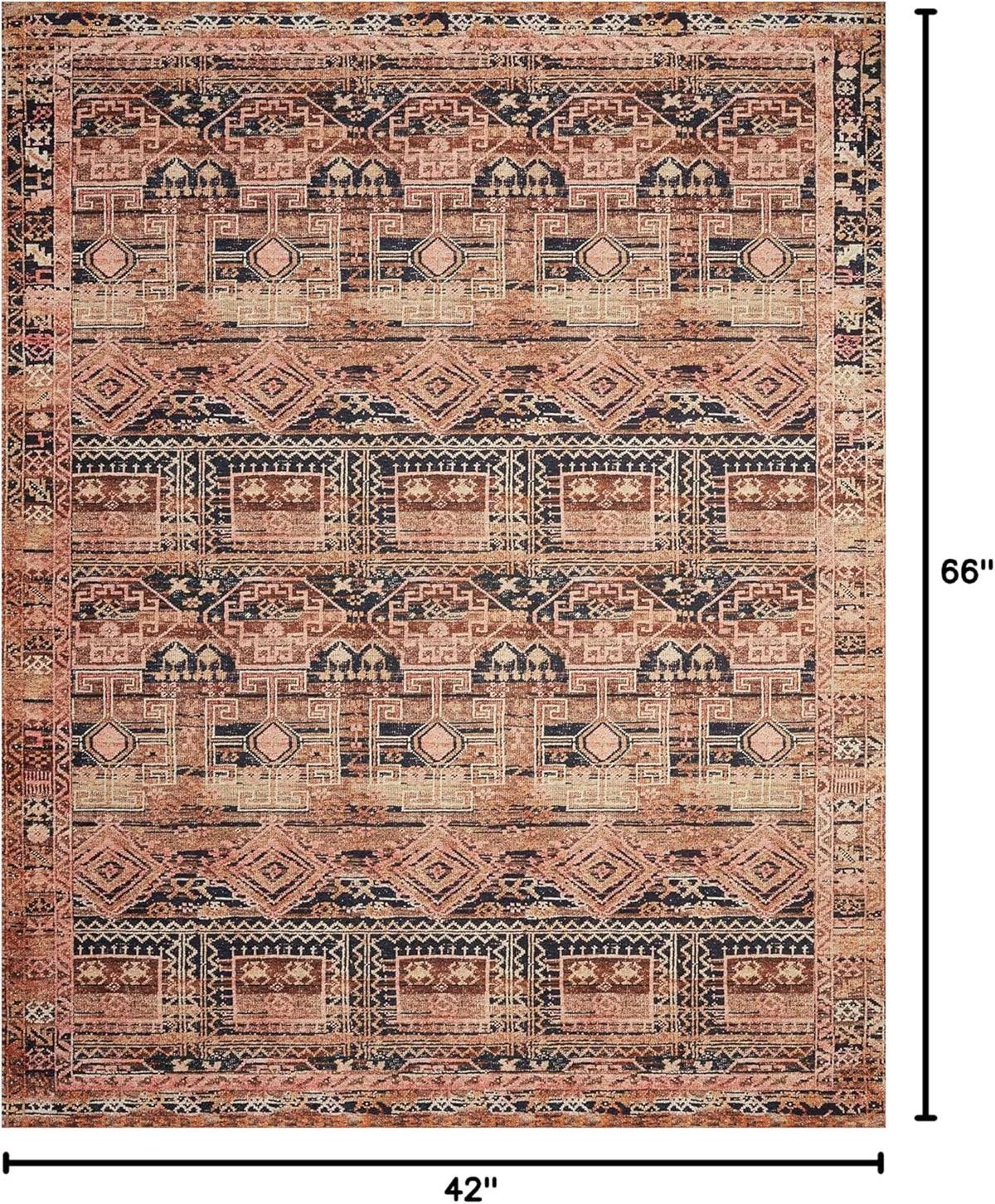 Loloi Layla Collection LAY-14 Mocha/Blush 3'-6" x 5'-6" .13" Thick Accent Rug, Soft, Durable