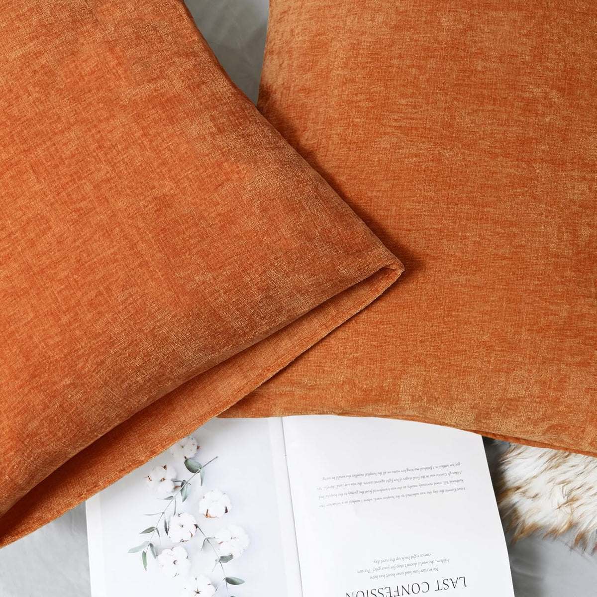 CaliTime Fall Throw Pillow Covers Decorative 20 X 26 Inches Pack of 2 Cozy Chenille Standard Pillow