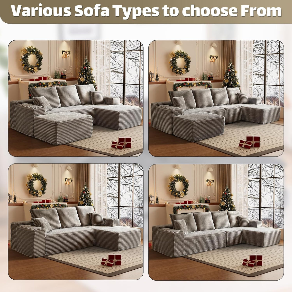 HYJT H&K Modular Sectional Sofa Cloud Couch, 107" Comfy L Shaped Sectional Couches for Living Room