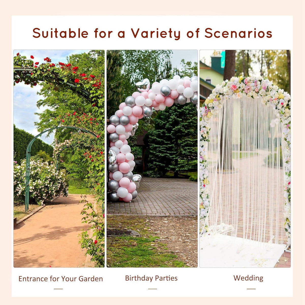 Outsunny 90in Wood Garden Arbor Arch with Trellis Wall for Climbing & Hanging Plants, Decor for