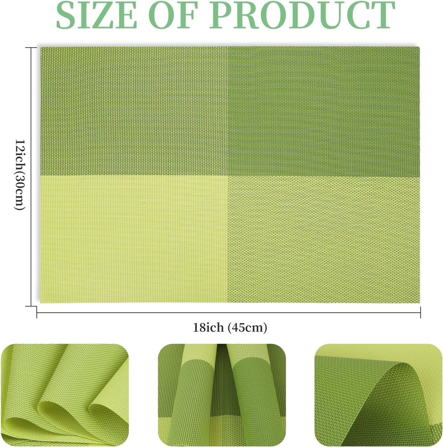 Vinyl Plastic Placemats Set of 6 Washable Heat Resistant Non-Slip Elegant Indoor Outdoor Kitchen