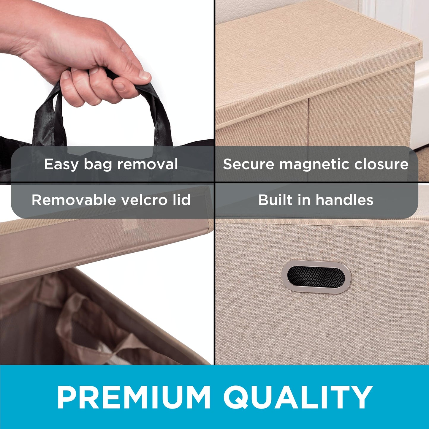 BirdRock Home Double Laundry Hamper with Lid and Removable Liners | Linen | Easily Transport