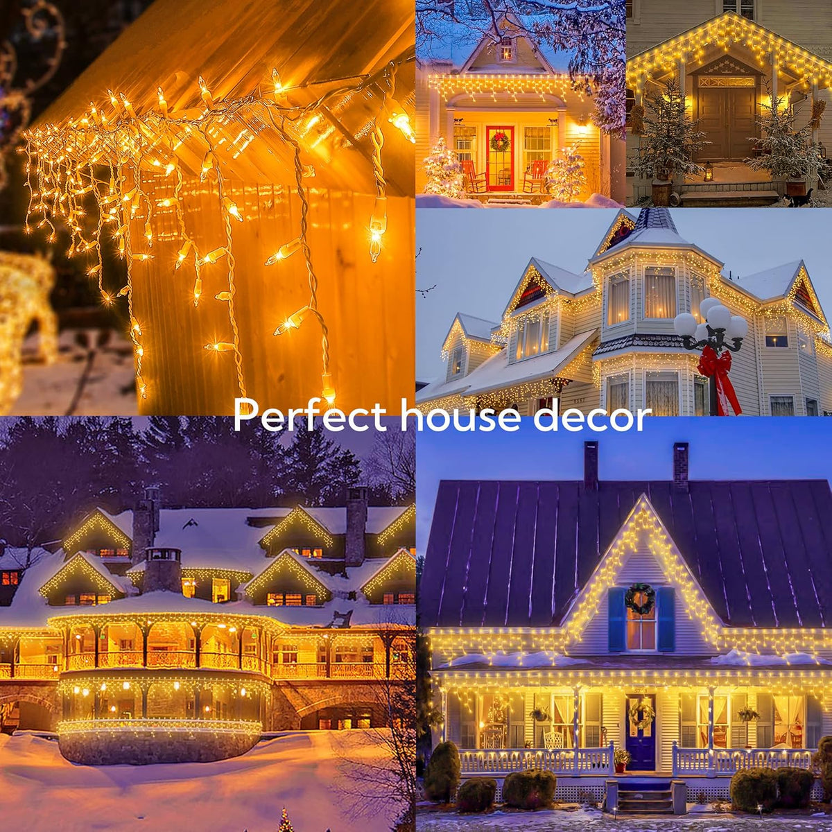 200 Christmas Icicle Lights, Warm White Clear Bulbs with 23FT Long White Wire, Professional Grade