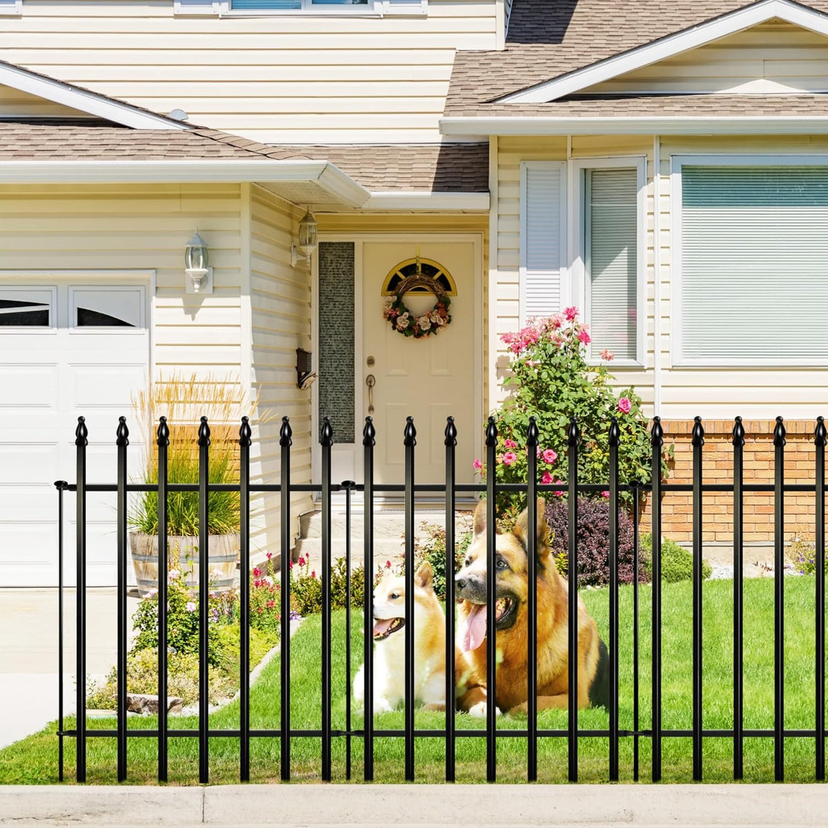 Metal Decorative Garden Fence 36" Wide x 28" High (5 Panels, Total Length 11.6 feet), Metal Border