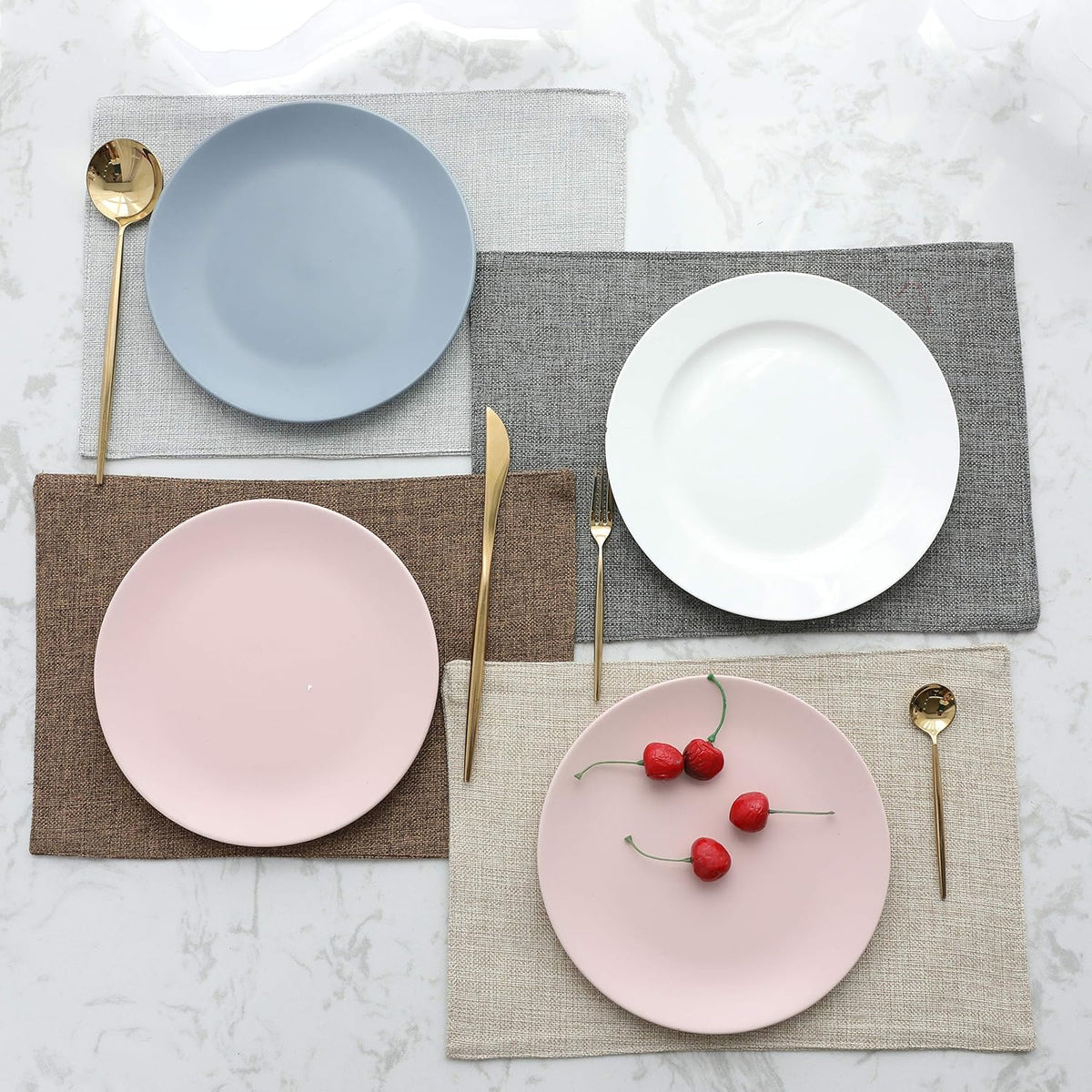 Home Brilliant Cloth Placemats Set of 8 Heat Resistant Dining Table Place Mats Linen Kitchen Table