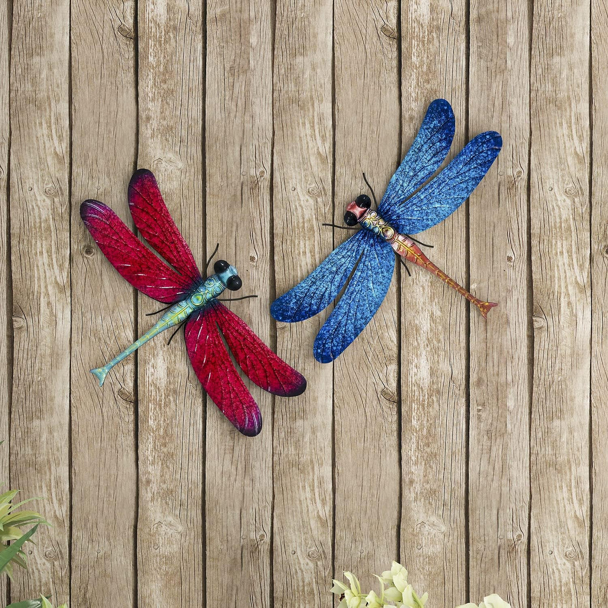 Metal Dragonfly Garden Art Decorations,-17.5 inches Outdoor Hanging Wall Decor Sculptures for Home