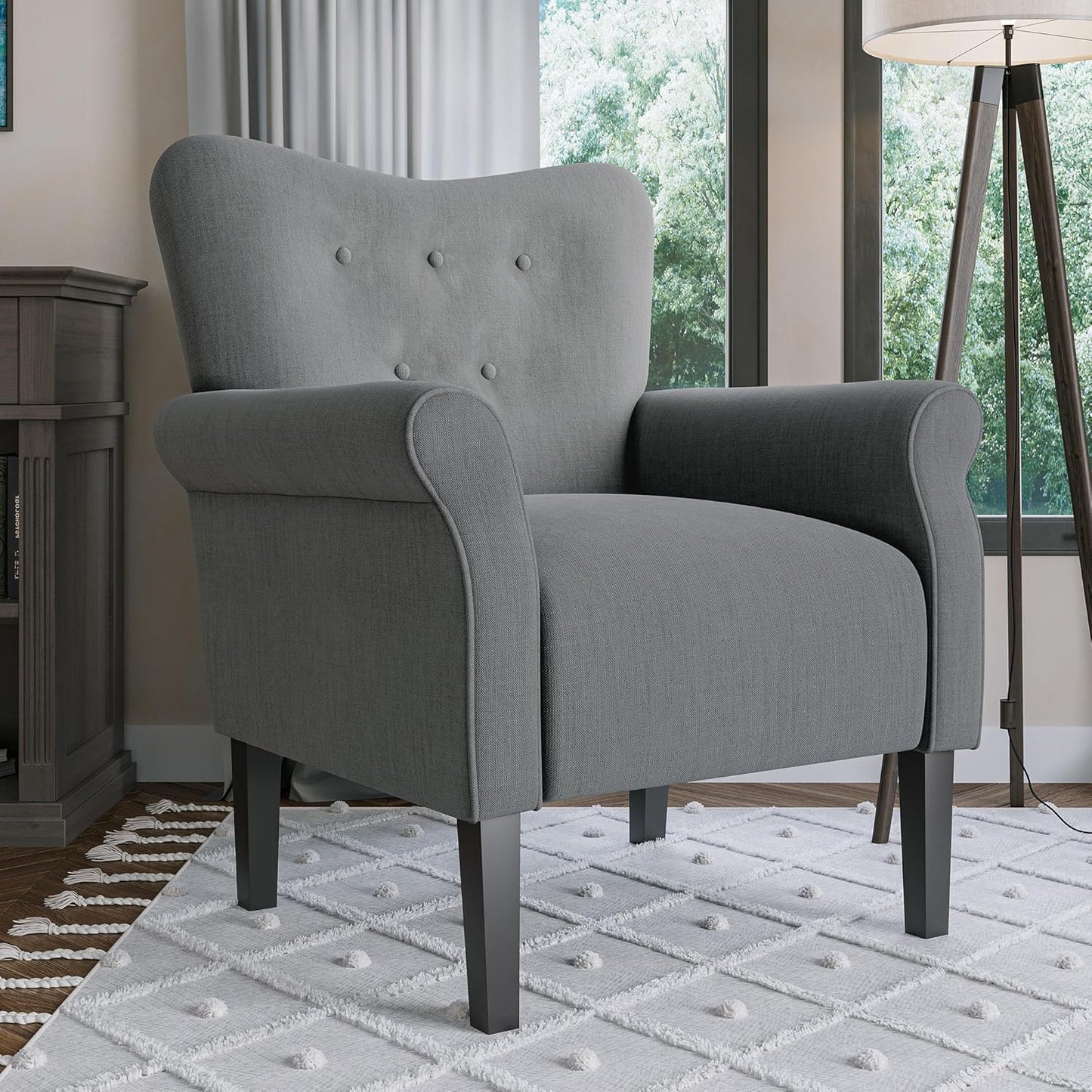 BELLEZE Modern Accent Chair, High Back Armchair, Upholstered Wingback Side Chair, Padded Single