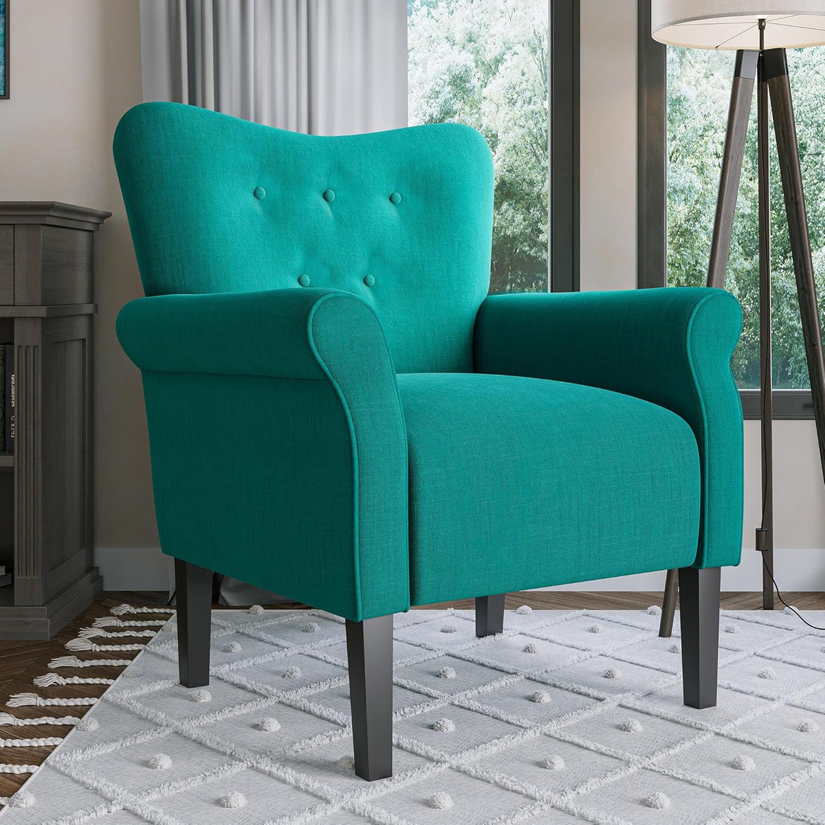 BELLEZE Modern Accent Chair for Living Room, High Back Armchair with Wooden Legs, Upholstered