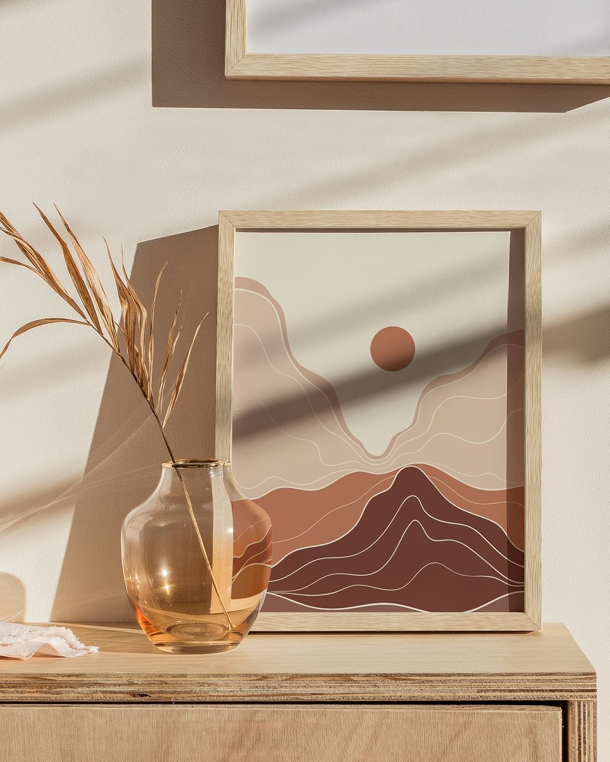 HAUS AND HUES Beige Oak Wood 8.5x11 Picture Frame - Modern Wood Wall Art Display - Lightweight
