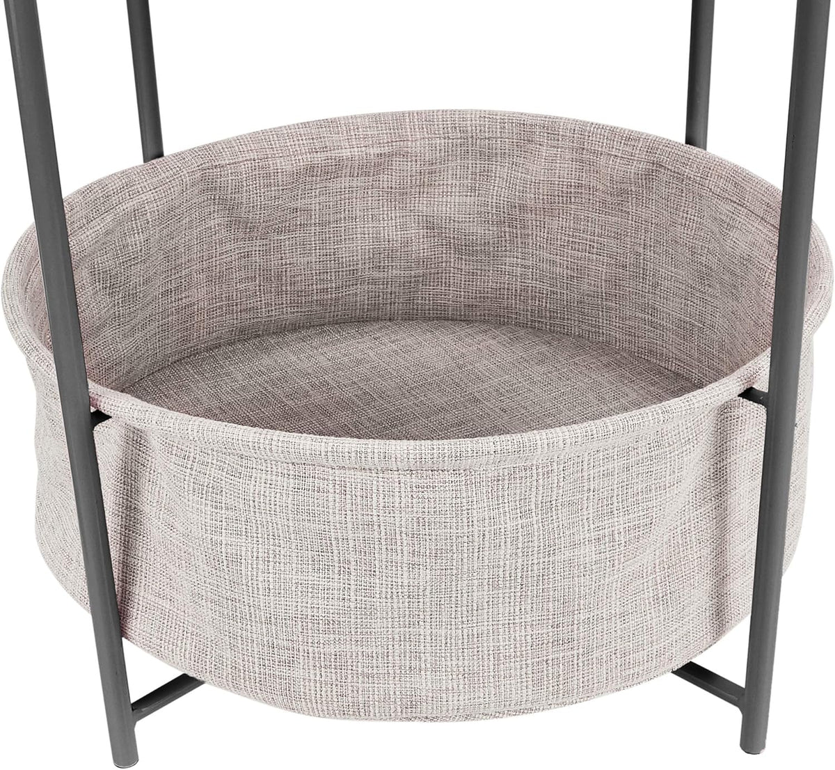 Amazon Basics Round Storage End Table, Side Table with Cloth Basket, Charcoal/Heather Gray, 17.7 x