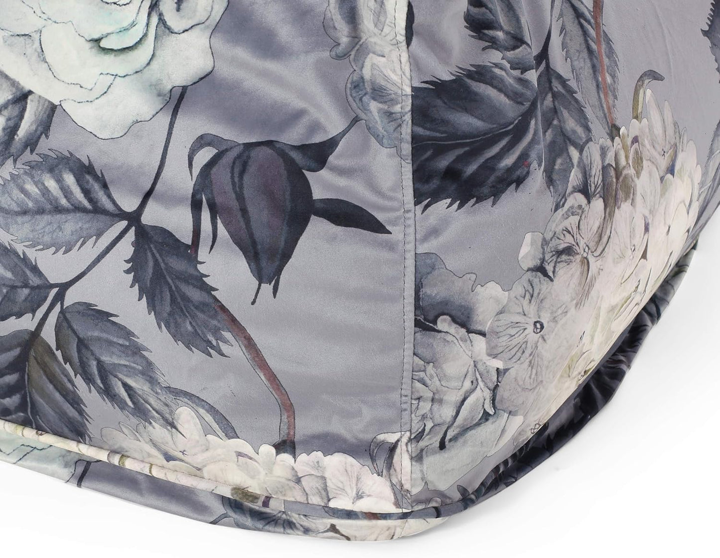GDFStudio Traditional Velvet Flower Print Cube Pouf Ottoman Foot Stool - Bean Bag Floor Chair