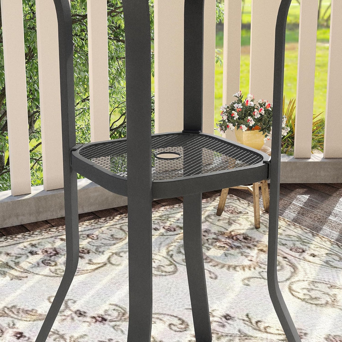 VICLLAX 35.5" Round Outdoor Bar Table, Bar Height Patio Table with Adjustable Umbrella Hole for