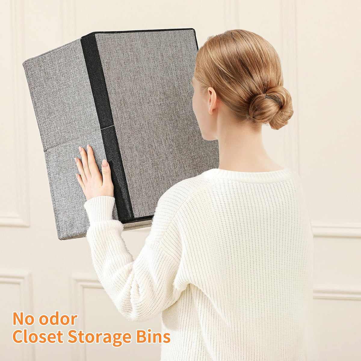 Linen Folding Storage Bins, 3 Pack Large Storage Baskets, Washable, Clothing Storage Bins with