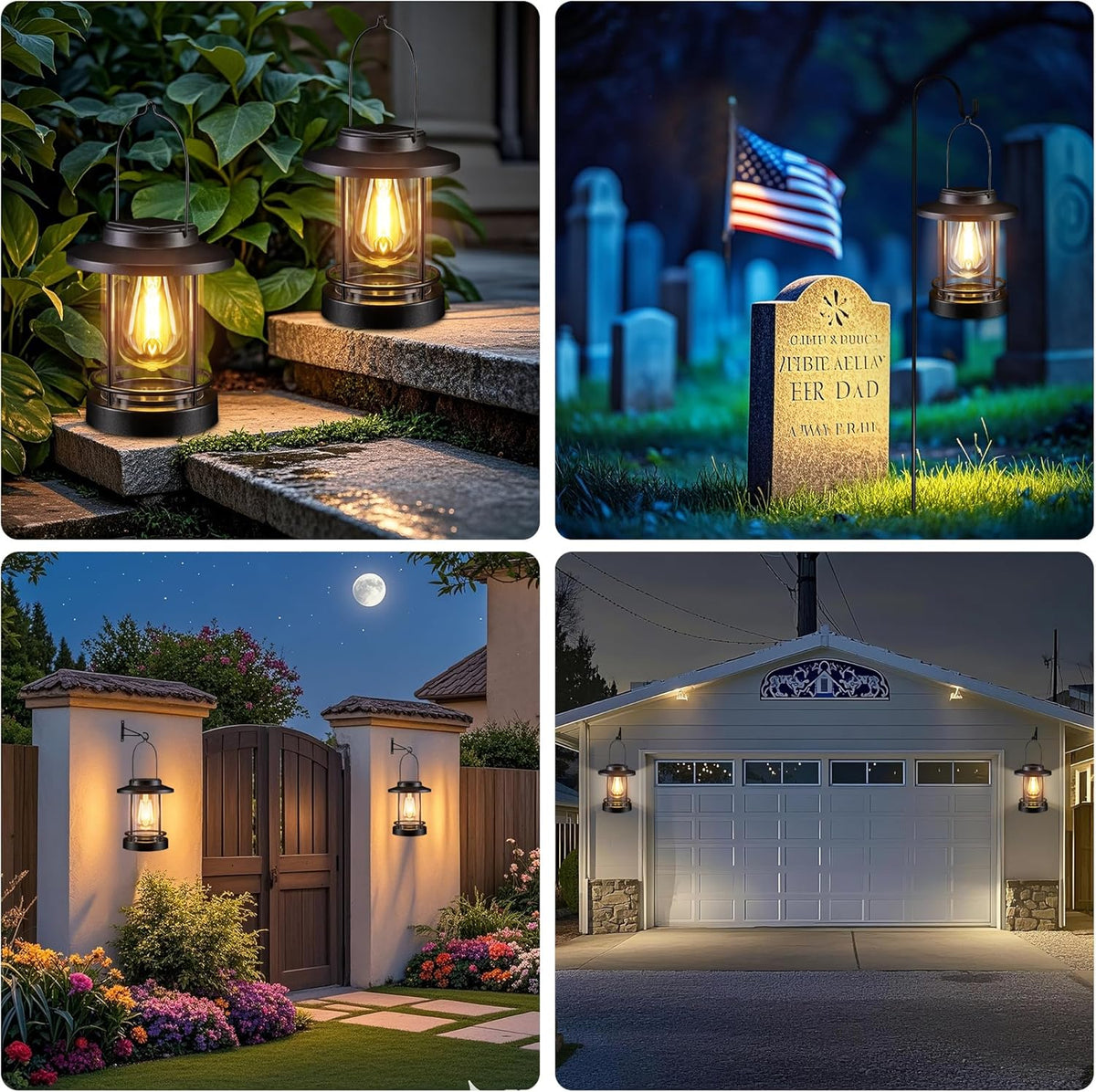 Hanging Solar Lanterns Outdoor Waterproof – 2 Pack Decorative Solar Lights for Outside, Patio