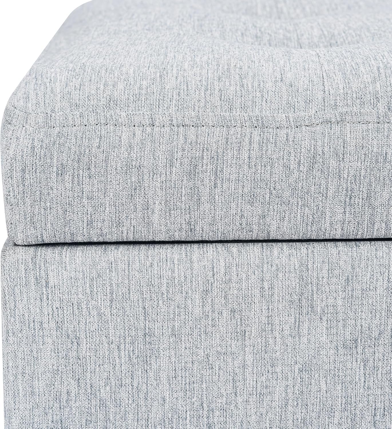 Adeco 18 Inch High Cube Ottoman Storage, Linen Chair Foot Stools, Upholstered Vanity Stool with