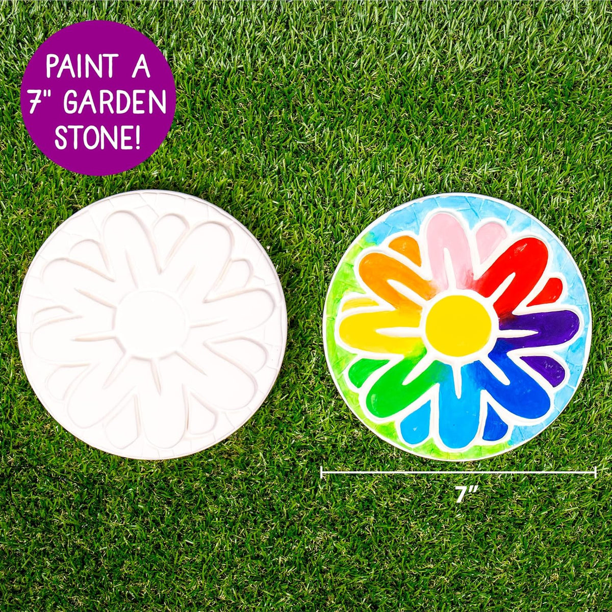 Creative Roots Mosaic Flower Garden Stepping Stone Kit, Includes 7-Inch Ceramic Stone & 6 Vibrant