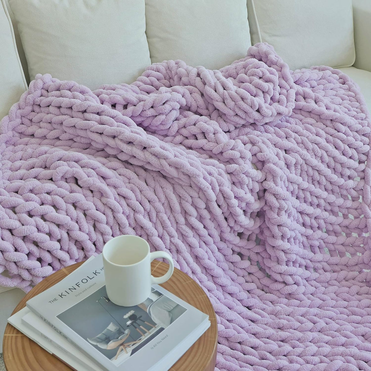 Maetoow Chenille Chunky Knit Blanket Throw (60×80 Inch), Handmade Warm & Cozy Blanket Couch, Bed